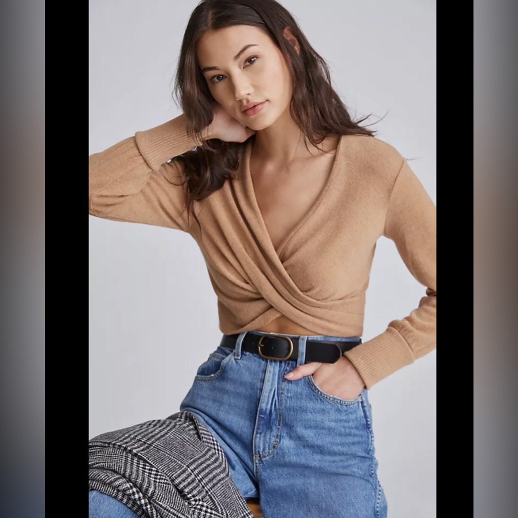 Anthropologie Twist Front Knit Top